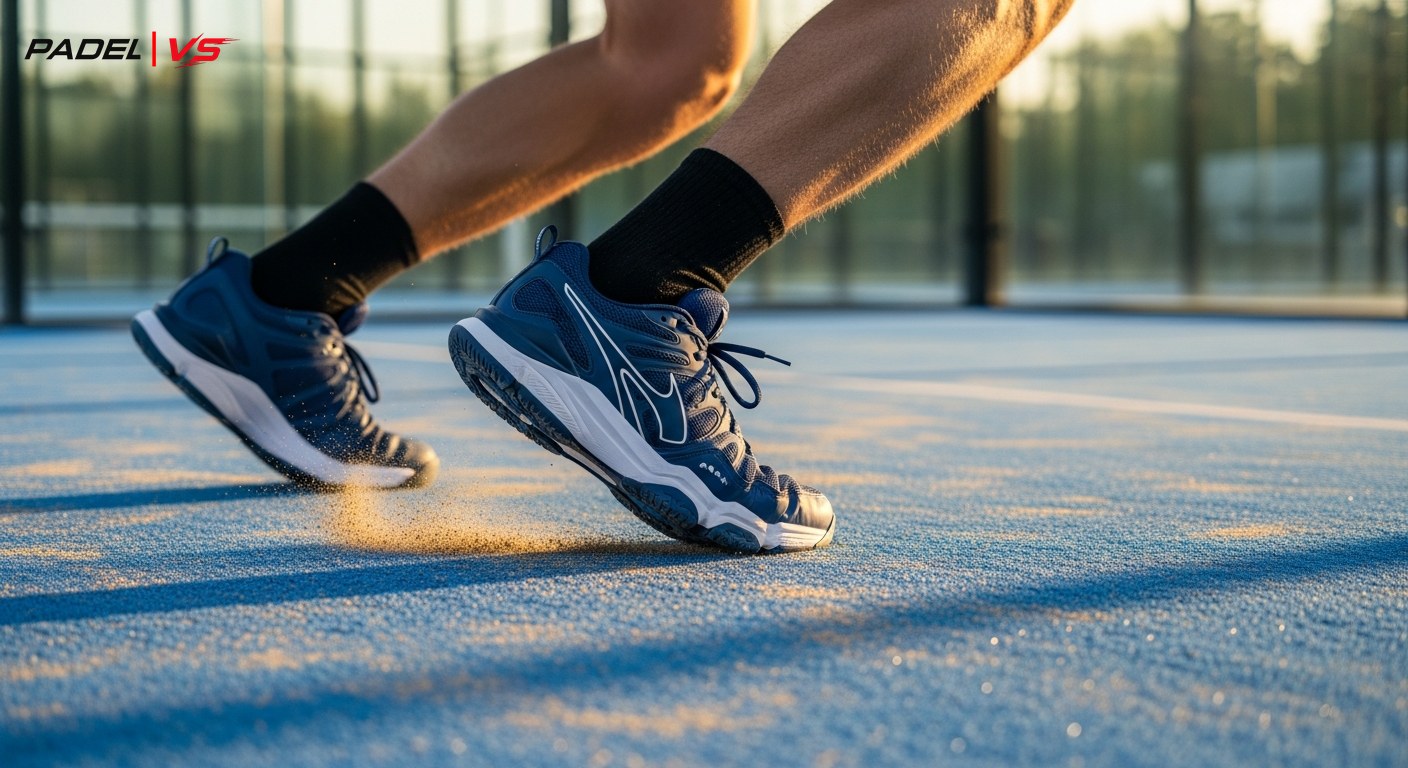 Movimiento lateral en pádel — exige zapatillas específicas