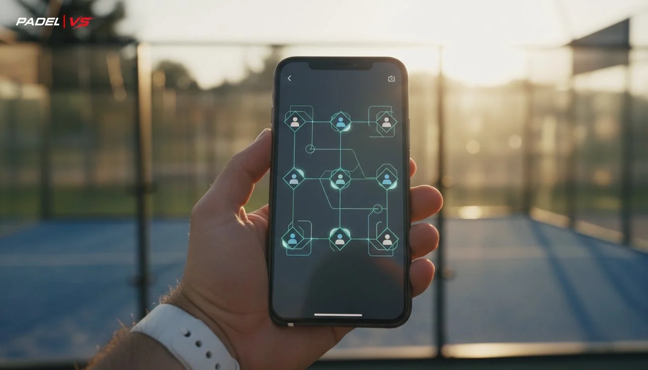 Smartphone showing PADEL VS tournament interface