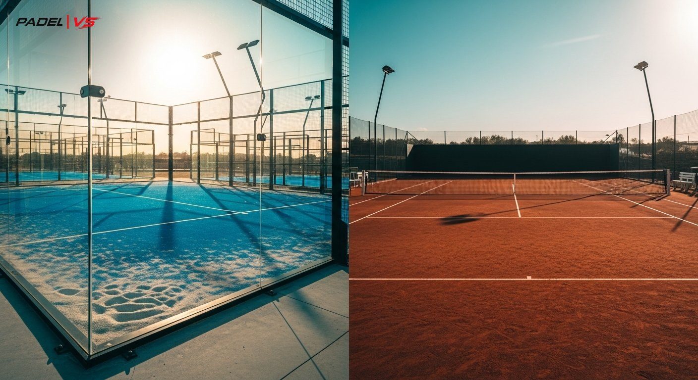 Comparación visual entre pista de pádel y de tenis